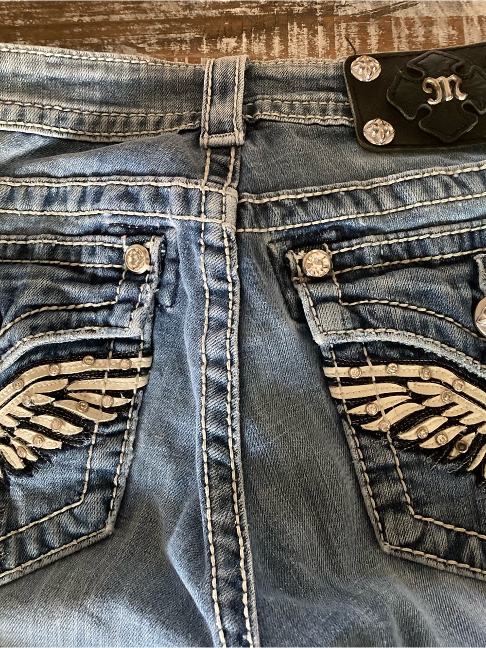 Miss Me Light Blue Embroidered Waistband Jeans